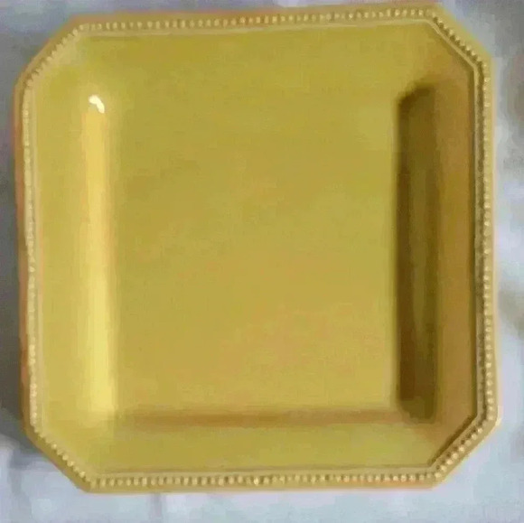 6-Yellow Square Pearl Dinner Plates - Picture 1 of 5